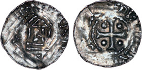 LES TROIS ÉVÊCHÉS
Evêché de Metz, Thierry II de Luxembourg (1005-1047) : Denier d'argent
 - TTB 35 (TTB)
Rare !


B 1611, FL 174, 3 à 7
METZ - ...