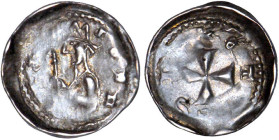 LES TROIS ÉVÊCHÉS
Evêché de Metz, Jean Ier d'Apremont (1225-1239) : Denier d'argent, var croix non cantonnée
 - TTB 35 (TTB)
Rare !


B 1628v, F...