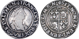 FRANÇOIS Ier (1515-1547)
Teston du Dauphiné, 4e type, variété avec dauphin au sommet de l'écu du revers
 N - TTB 30 (TTB-)
Grenoble 1527-29 - Très ...