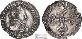 HENRI III (1574-1589)
1/4 de franc au col plat
1588 K - TTB 45 (TTB++)
Rare !, lég. rayu. - NGC AU details


D 1132, GR1 479
BORDEAUX - ARGENT ...