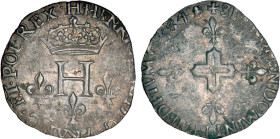 HENRI III (1574-1589)
Double sol parisis, 2e type, variété début de lég. d'avers et atelier à 12h
1584 H - TB 25 (TB++)
Bedeau - Très Rare !!


...