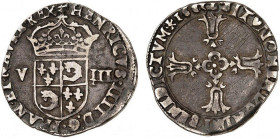 HENRI IV le Grand (1589-1610)
1/8 d'écu du Dauphiné
1603 Z - TTB 35 (TTB)
Très Rare !! - légers graffiti


D 1237, GR1 587, KM# 23
GRENOBLE - A...