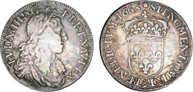 LOUIS XIV le Grand (1643-1715)
1/2 écu blanc au buste juvénile, 1er type
1663 9 - TB 25 (TB++)
Assez Rare !


DR 293, D 1484, GR 173
RENNES - A...