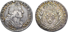 LOUIS XIV le Grand (1643-1715)
1/4 d'écu aux palmes
1694 P - TTB 40 (TTB+)
rf - Rare !


DR 342, D 1522-22a, GR 152, KM# 293
DIJON - ARGENT - 2...