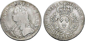 LOUIS XV le Bien aimé (1715-1774)
Écu aux branches d'olivier & au buste habillé
1739 C - TB 20 (TB+)
Très Rare !!


DR 552, D 1675, GR 321, Dav#...