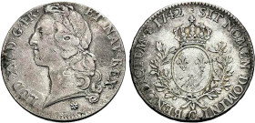 LOUIS XV le Bien aimé (1715-1774)
Écu aux branches d'olivier & au bandeau
1742 C - TB 25 (TB++)
Très Rare !! - léger coup


DR 557, D 1680, GR 3...