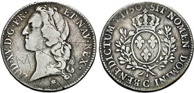 LOUIS XV le Bien aimé (1715-1774)
Écu aux branches d'olivier & au bandeau
1750 C - TB 20 (TB+)
Très Rare !! - légers graffiti


DR 557, D 1680, ...