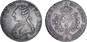 LOUIS XVI (1774-1792/93)
Écu aux branches d'olivier et au buste habillé
1777 A - TTB 45 (TTB++)
Rare ! - infime ajustage


DR 606, D 1708, GR 35...