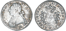 LOUIS XVI (1774-1792/93)
1/5 d'écu aux branches d'olivier & au buste habillé
1781 K - TTB 35 (TTB)
Très Rare !! - léger paillage


DR 608, D 171...