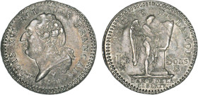 PERIODE REVOLUTIONNAIRE
15 SOLS type "FRANÇAIS"
1791 BB - SUP 55 (SUP)
Rare !, léger ajustage


G 35, R 41, KM# 605
STRASBOURG - ARGENT - 5,06g...