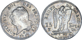 PÉRIODE RÉVOLUTIONNAIRE
15 SOLS type "FRANÇOIS"
1791 PAU - TTB 30 (TTB-)
Très Rare !!


G 36, R 40, KM# 604
PAU - ARGENT - 4,82g
 ------------...