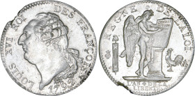 PÉRIODE RÉVOLUTIONNAIRE
ÉCU de 6 livres type "FRANÇOIS"
1792 A - SUP 58 (SUP)
2e sem. - paille tranche


G 55, R 46, Dav# 3135, KM# 615
PARIS -...