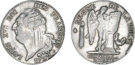 PÉRIODE RÉVOLUTIONNAIRE
ÉCU de 6 livres type "FRANÇOIS"
1792 M - TTB 35 (TTB)
2e sem., loup - Assez Rare !, ajus.


G 55, R 46, Dav# 3135, KM# 6...