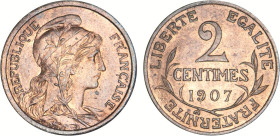 2 CENTIMES
2 CENTIMES type Dupuis
1907 - SPL 62 (SUP++)
Rare !


G 107, F 110, KM# 841
 - BRONZE - 
 ----------------------------------------...