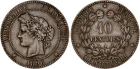 DÉCIME, 10 CENTIMES
10 CENTIMES type Cérès (IIIe République)
1896 A - TTB 35 (TTB)
Torche - Rare !, légers cps tranche


G 265a, F 135, KM# 815...