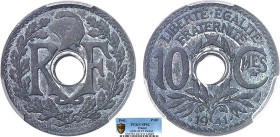 DÉCIME, 10 CENTIMES
10 Cmes (zinc, type Lindauer)
1941 c) - SPL 63 (SUP++)
PIEFORT - Rare !, PCGS SP62


G 288, F 140, KM# 895-6-7
 - ZINC - 
...