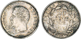2 DÉCIMES, 20 CENTIMES
20 CENT. Napoléon III, tête nue
1855 A - TTB 45 (TTB++)
Assez Rare !


G 305, F 148, KM# 778
PARIS - ARGENT - 
 -------...