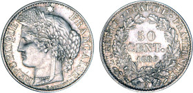 1/2 FRANC, 50 CENTIMES
50 CENT. type Cérès (IIIe République)
1886 A - SUP 53 (SUP-)
Rare !


G 419a, F 189, KM# 834
PARIS - ARGENT - 2,50g
 --...