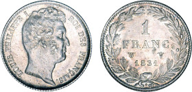 1 FRANC
1 FRANC Louis-Philippe I, tête nue
1831 W - SUP 55 (SUP)
Assez Rare !


G 452, F 209, KM# 742
LILLE - ARGENT - 4,98g
 ----------------...