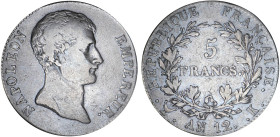 5 FRANCS
5 FRANCS Napoléon empereur (type intermédiaire)
AN12 K - TB 25 (TB++)
Rare !


G 579, F 302, KM# 660
BORDEAUX - ARGENT - 24,87g
 ----...