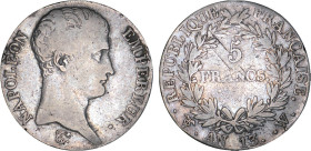 5 FRANCS
5 FRANCS Napoléon empereur (calendrier révolutionnaire)
AN13 W - TB 20 (TB+)
Très Rare !! - infimes coups tran.


G 580, F 303, KM# 662...
