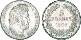 5 FRANCS
5 FRANCS Louis-Philippe I, tête laurée
1835 B - SUP 58 (SUP)
quelques hairlines


G 678, F 324, KM# 749
ROUEN - ARGENT - 
 ----------...