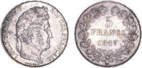 5 FRANCS
5 FRANCS Louis-Philippe I, tête laurée, 2e type
1847 A - SUP 58 (SUP)



G 678a, F 325, KM# 749
PARIS - ARGENT - 
 ------------------...