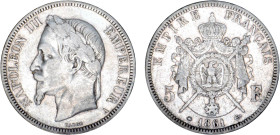 5 FRANCS
5 FRANCS Napoléon III, tête laurée
1861 a - TTB 30 (TTB-)
Très Rare !! - infime coup tranche


G 739, F 331, KM# 799
PARIS - ARGENT - ...