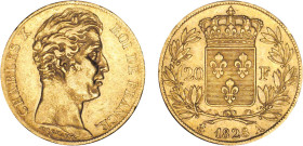 20 FRANCS OR
20 FRANCS or, Charles X
1828 A - TTB 45 (TTB++)
4f


G 1029, F 520-21, KM# 726, Fr# 549-52
PARIS - OR - 6,41g
 ------------------...