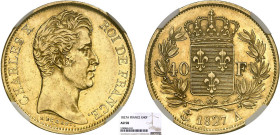 40 FRANCS OR
40 FRANCS or, Charles X - 1er type
1827 A - SUP 58 (SUP)
Rarissime !!! - NGC AU58


G 1105, F 543, KM# 721.1, Fr# 547
PARIS - OR -...