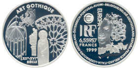 EUROPA - ARTS
6,55957 FRANCS Art gothique
1999 - FDC 66 (FDC)
BE


G C242, F 1253, KM# 1246
 - ARGENT - 
 ------------------------------------...