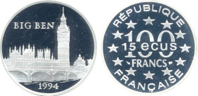 ÉCUS ET FRANCS
15 ECUS / 100 FRANCS, Big Ben
1994 - FDC 67 (FDC)
BE, Abeille


G C59, F 2007, KM# 1070
 - ARGENT - 
 -------------------------...