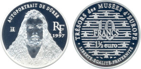 EUROS ET FRANCS
1 1/2 EURO / 10 FRANCS, L'autoportrait de Dürer
1997 - FDC 65 (FDC)
BE


G C189, F 1908, KM# 1298
 - ARGENT - 
 --------------...