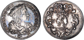 ÉTATS ITALIENS
Royaume de Naples & de Sicile, Charles II (1665-1700) : Tari
1692 - TTB 40 (TTB+)



MIR 300
 - ARGENT - 4,33g
 ---------------...