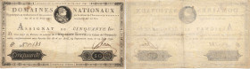 ASSIGNATS
Domaines nationaux : 50 livres à l'effigie royale (19 juin 1791)
1791 - TTB 40 (TTB+)
Bois - Rare !


LA 138, PI # A43
 - PAPIER - 
...