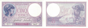BANQUE DE FRANCE - XXe SIÈCLE
5 FRANCS (VIOLET)
1917 - SUP 60 (SUP+)
45633
M.47

FA 3, PI # 72
 - PAPIER - 
 ---------------------------------...