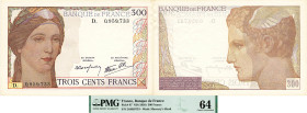 BANQUE DE FRANCE - XXe SIÈCLE
300 FRANCS
1938 D - UNC 64 (NEUF)
6-10, Rare ! - PMG Choice UNC64
légères traces de manipulation

FA 29, PI # 87
...