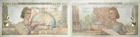 BANQUE DE FRANCE - XXe SIÈCLE10.000 FRANCS (GENIE FRANÇAIS)1949 - TB 12 (TB-)1-12, Très Rare !!, éping. rouillésV.498FA 50, PI # 132 - PAPIER - BANK O...