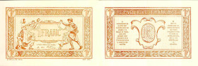 BILLETS DU TRÉSOR & ÉMISSIONS PROVISOIRES1 FRANC (Trésorerie aux armées) - 1917ND - UNC 65 (NEUF)Épreuve - Très Rare !!FA VF 3, PI # M2 - PAPIER - WW ...