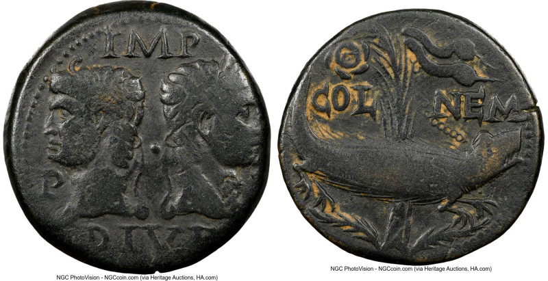 GAUL. Nemausus. Augustus (27 BC-AD 14), with Marcus Agrippa (died 12 BC). AE dup...