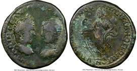 MOESIA. Marcianopolis. Caracalla (AD 198-217) with Julia Domna. AE pentassarion (26mm, 1h). NGC Fine. ANTΩNINOC AVΓOVCTOC IOVΛIA ΔOMNA, confronting bu...