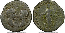MOESIA. Marcianopolis. Macrinus (AD 217-218) with Diadumenian. AE pentassarion (26mm, 1h). NGC Fine. Pontianus, consular legate. AVT K ΟΠEΛ CEVH MAKPE...