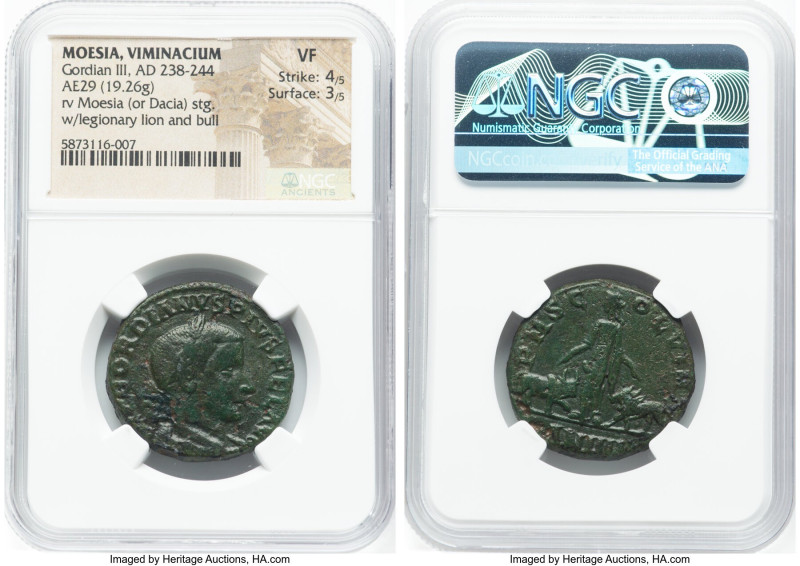 MOESIA. Viminacium. Gordian III (AD 238-244). AE (29mm, 19.26 gm, 1h). NGC VF 4/...