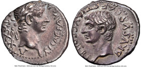CAPPADOCIA. Caesarea. Tiberius (AD 14-37), with Drusus Caesar. AR drachm (18mm, 3.69 gm, 1h). NGC Choice XF 3/5 - 3/5, light marks. AD 33/4. TI CAES A...