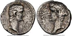 CAPPADOCIA. Caesarea. Germanicus Caesar (AD 14-19), with Divus Augustus. AR drachm (17mm, 1h). NGC Choice Fine, marks. AD 33/4 or 37/8. GERMANICVS CAE...