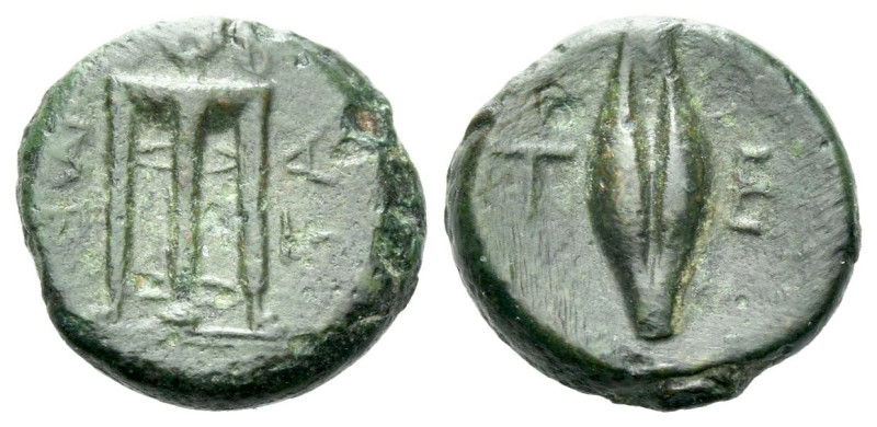 Lucania, Metapontum Bronze Last quarter V to mid IV century BC, Æ 13.00 mm., 1.9...