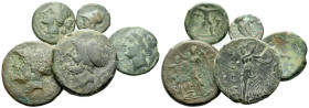 Bruttium, The Brettii Large lot of 5 Bronzes III century BC