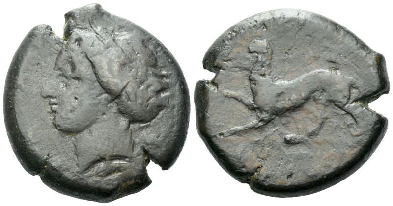 Sicily, Centuripae Drachm circa 340-330, Æ 31.00 mm., 30.93 g.
Wreathed head of...