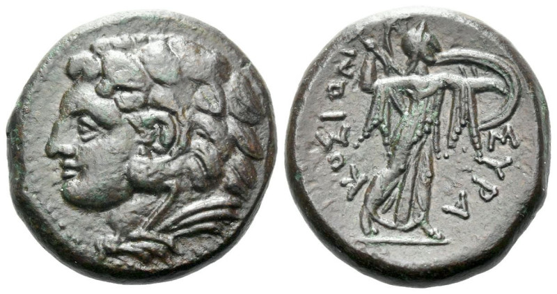 Sicily, Syracuse Bronze circa 278-276, Æ 22.00 mm., 11.33 g.
Head of Heracles l...