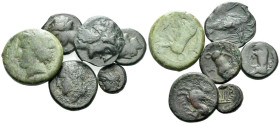 Sicily, Syracuse Large lot of 6 Bronzes III century BC